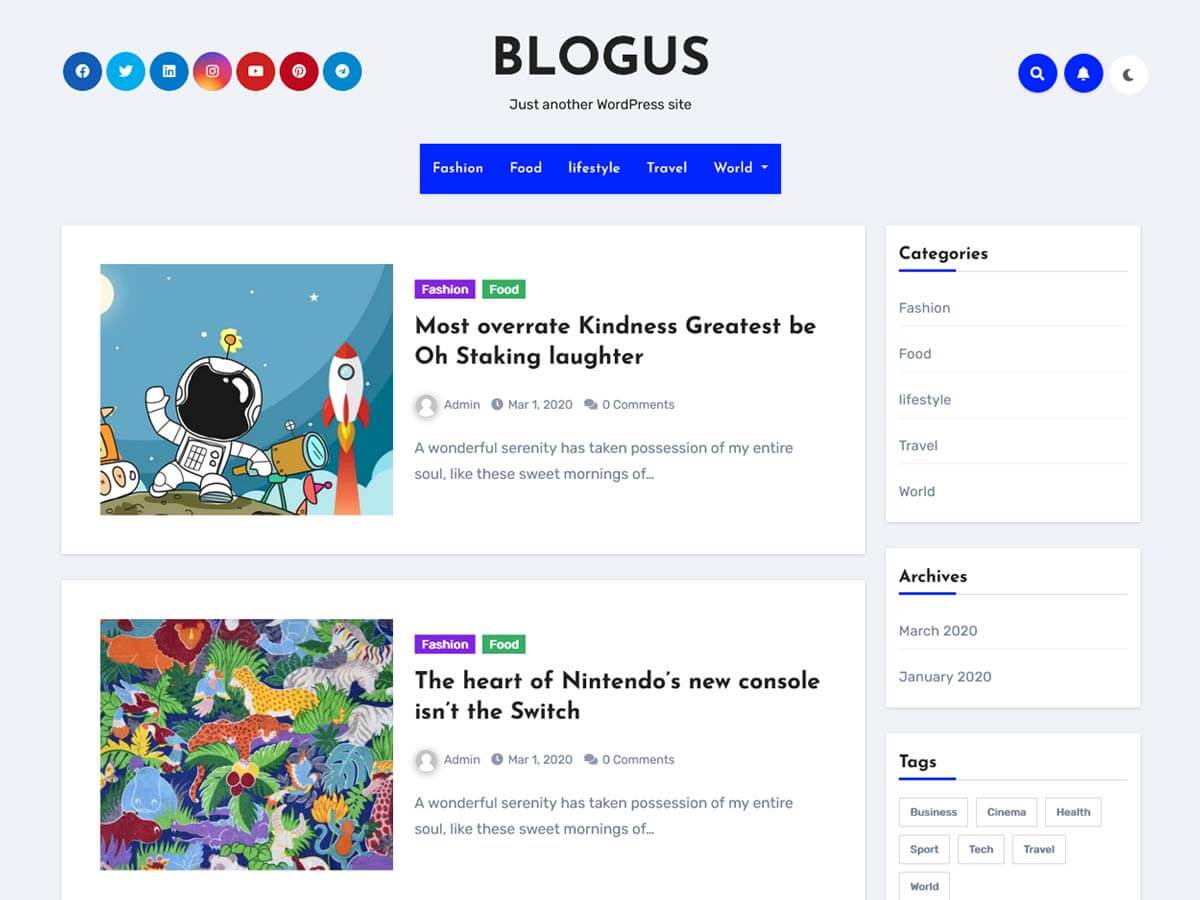 Blogus website example screenshot