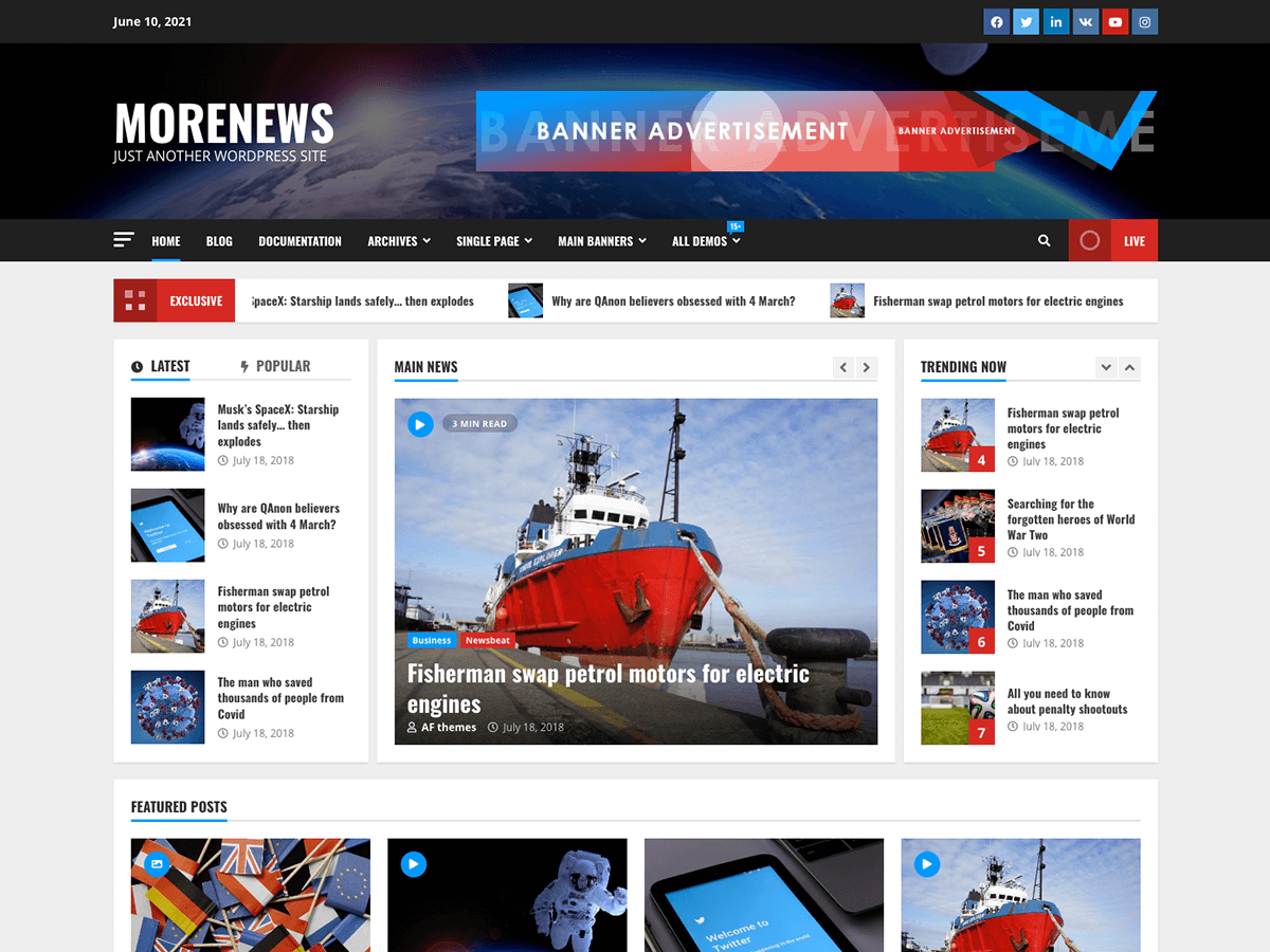 MoreNews website example screenshot