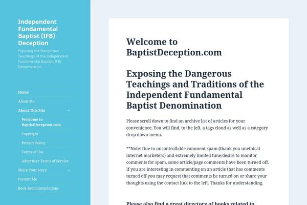 baptistdeception.com site used Twenty Fifteen