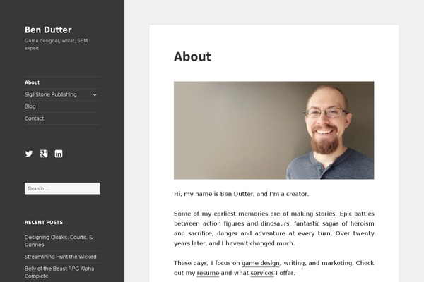 bendutter.com site used Twenty Fifteen