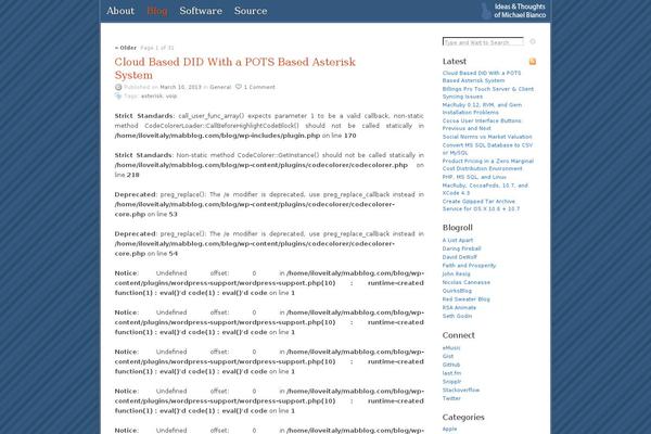 Site using CodeColorer plugin
